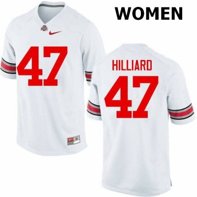 NCAA Ohio State Buckeyes Women's #47 Justin Hilliard White Nike Football College Jersey ERM3545GG